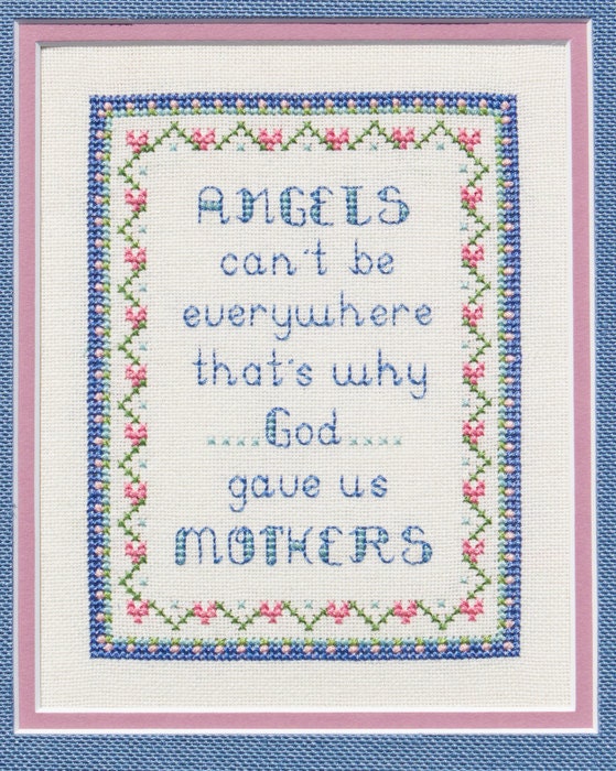 Angels Mothers Heart border - pdf Cross Stitch Saying by Lady Robins Nest