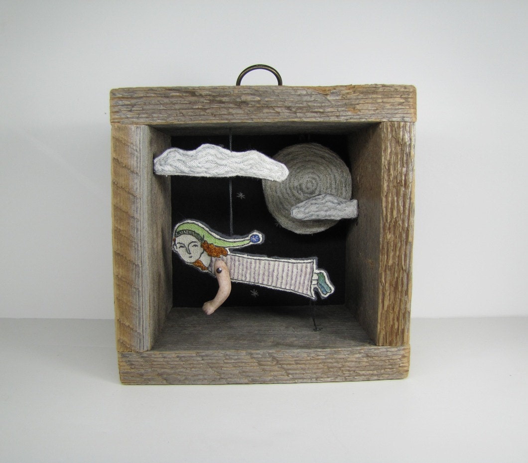 hand embroidery diorama- night flight