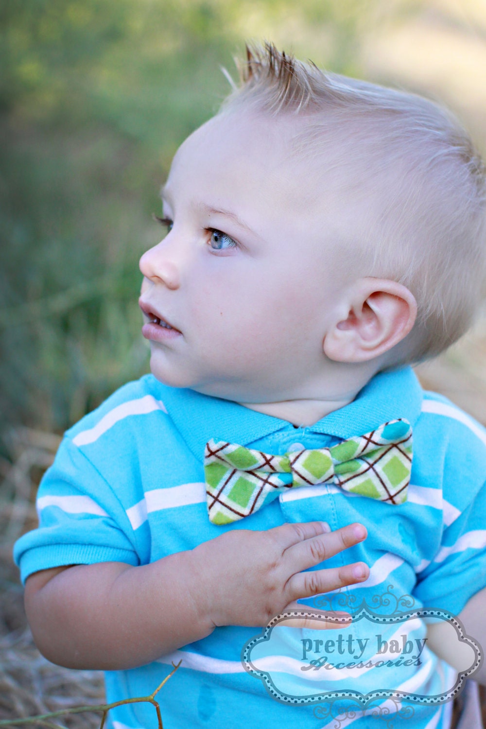 Teal & Lime Boys Bow Tie - Newborn, Toddler, Children