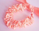 Carrie Inspired Ruffles and Pearls Bracelet in  Peach