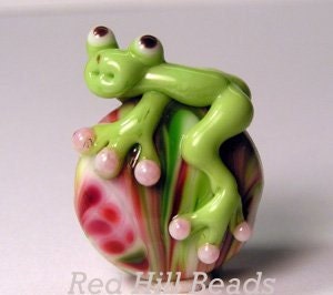 Watermelon Crawl...Lampwork Frog Bead