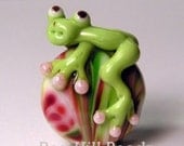 Watermelon Crawl...Lampwork Frog Bead