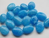 4 Pc. Pretty Turquoise Flower Jade Smooth Oval Gemstone Beads - approx. 3/4" long (18 x 14mm)