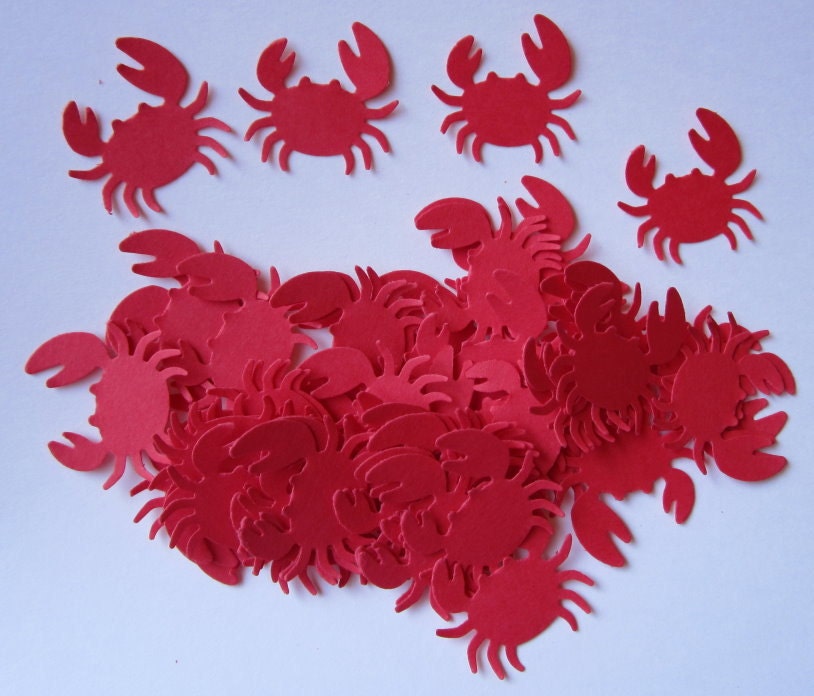 50 Red Crab Paper Piecing Embellishment Scrapbooking Confetti Cutouts