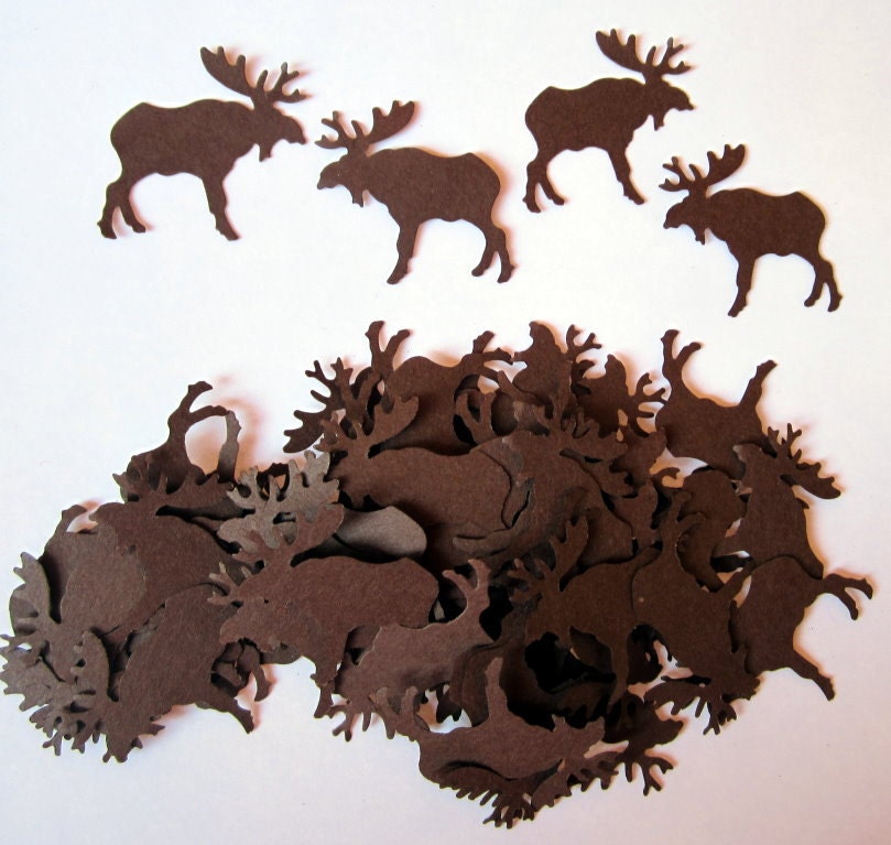 50 Dark Brown MOOSE Paper Piecing Embellishments Scrapbooking Confetti