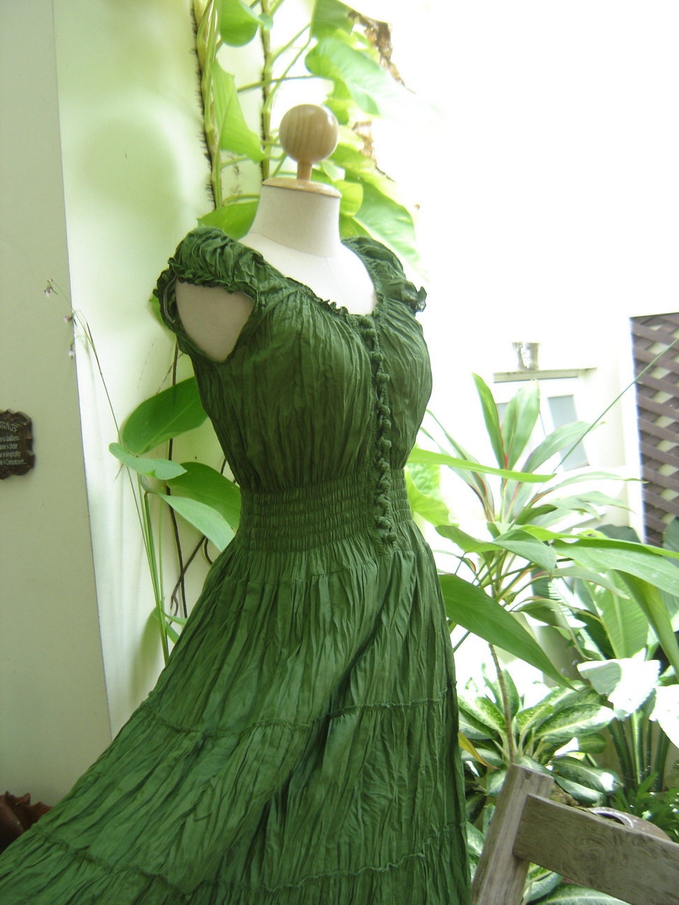Princess Cotton Dress - Forest Green