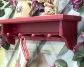 20" Red wooden shelf for knik knack, plates / pegs