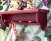 22" Red wooden shelf for knik knack, plates / pegs