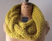 Oversized Cable knit cowl mustard yellow