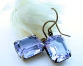 Alexandrite Glass Earrings Brass Color Changing Glass