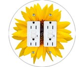 Sunflower Flower Double GFI Outlet Plate Cover