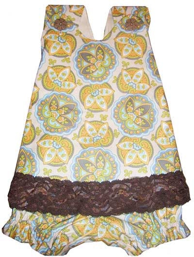 SALE - Dress and Reversible Bloomers Retro 2 PC SET - Organic Lining, Sizes: 6-12 mo, 12-18 mo, 18-24 mo, 2T