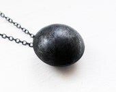 Oxidized - Texturized Sterling Silver Pendant. Black. Oval Link Chain. DOTS Pendant. Handmade by Maria Goti Joyas