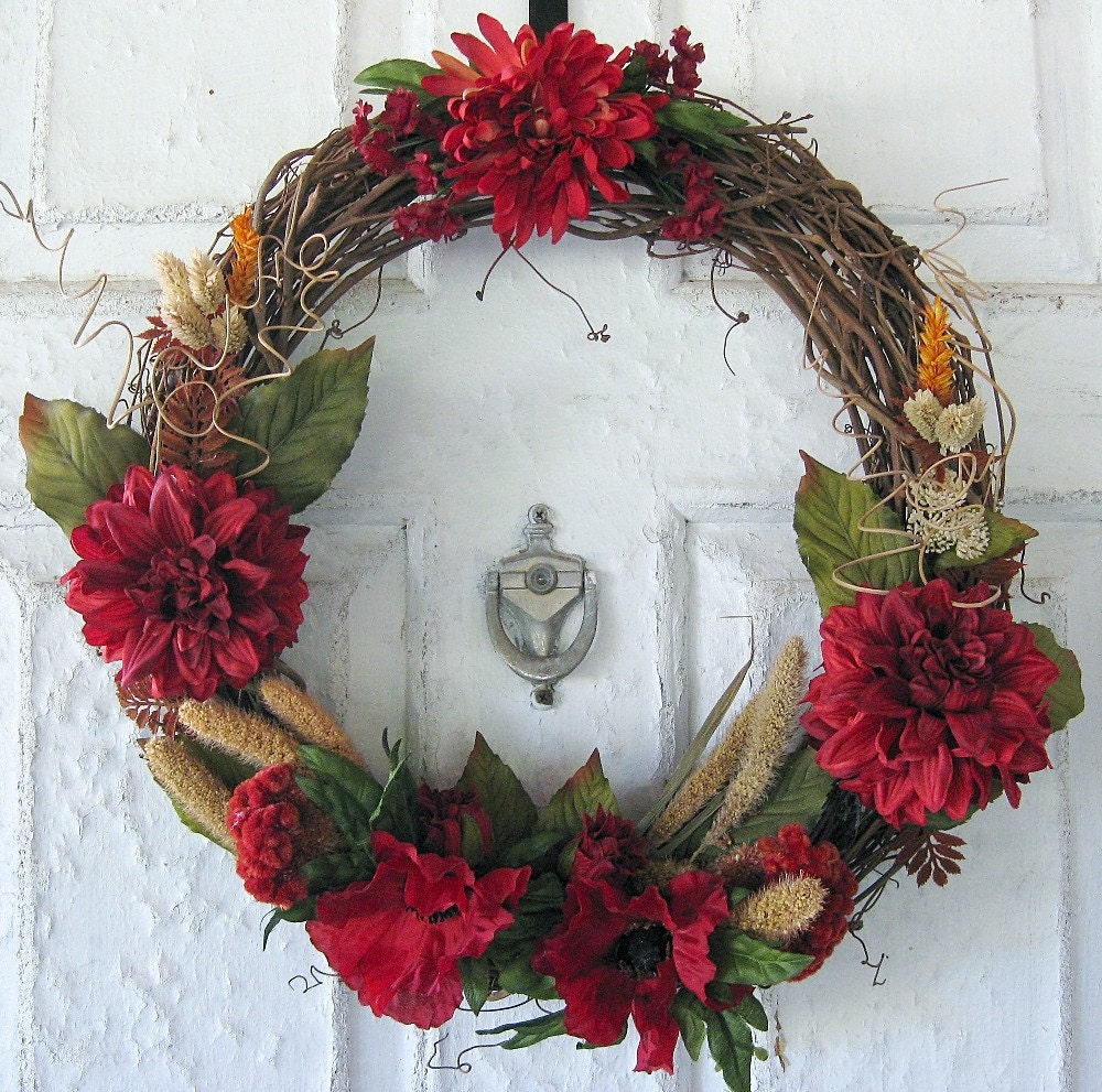 Ravishing Red Wreath 16 inch grapevine wreath