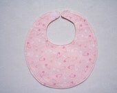 Baby Bibs, four soft layers, reversible, pink with pink & white diaper pins