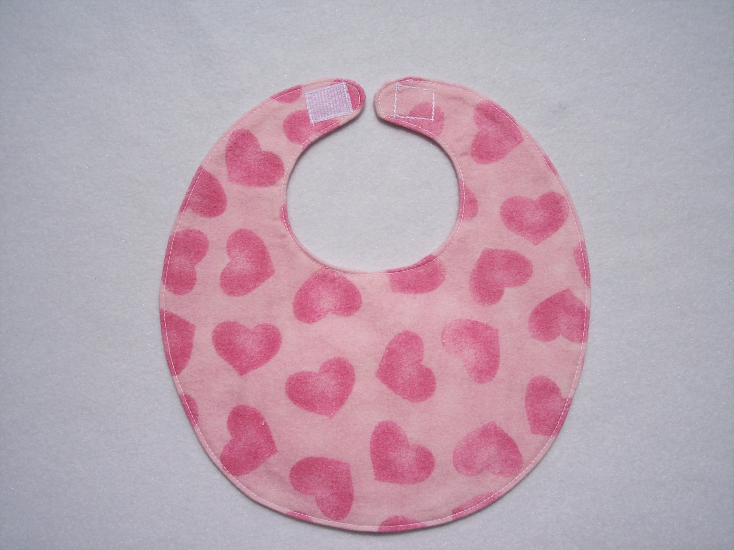 Baby Bibs, four soft layers, reversible, pink with pink hearts