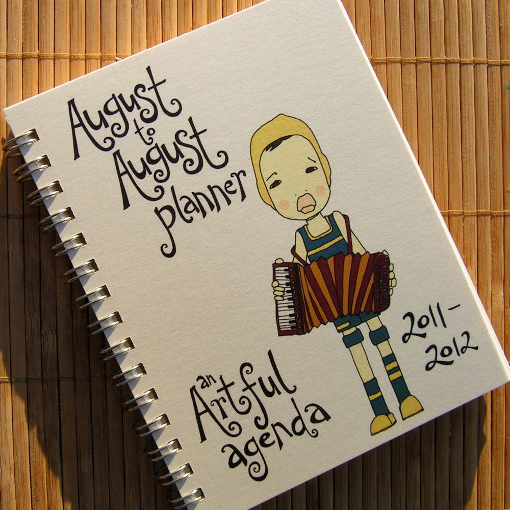 CLEARANCE August to August planner by An Artful Agenda- with hand-drawn images for each day of the year