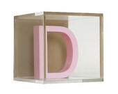 Custom Modern Letter Blocks:  Pink Letter/ Brown Background