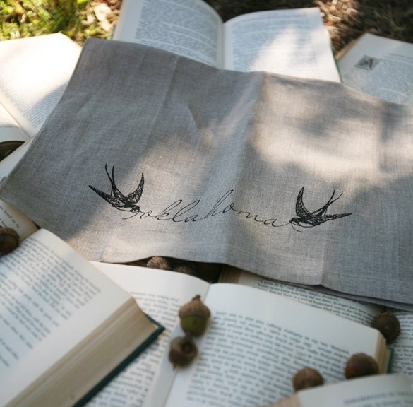 Oklahoma Linen Tea Towel Flax or White
