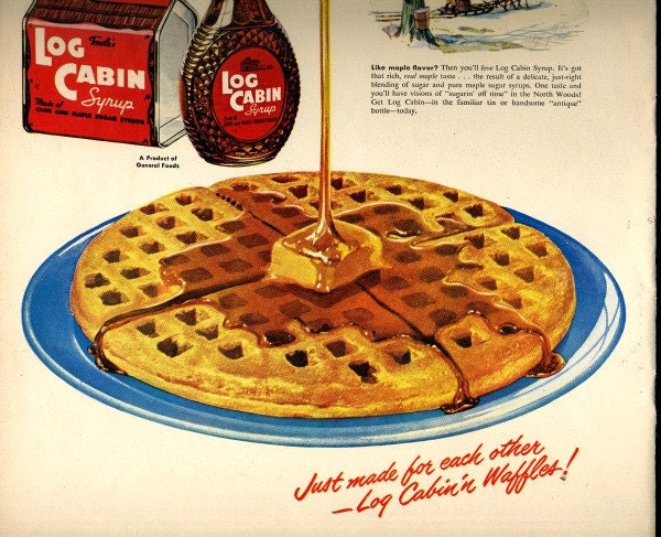 vintage 1949 advertisement log cabin syrup waffle