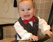 Red  Boys Bow Tie w/ White Polka Dots - Clip on OR Velcro