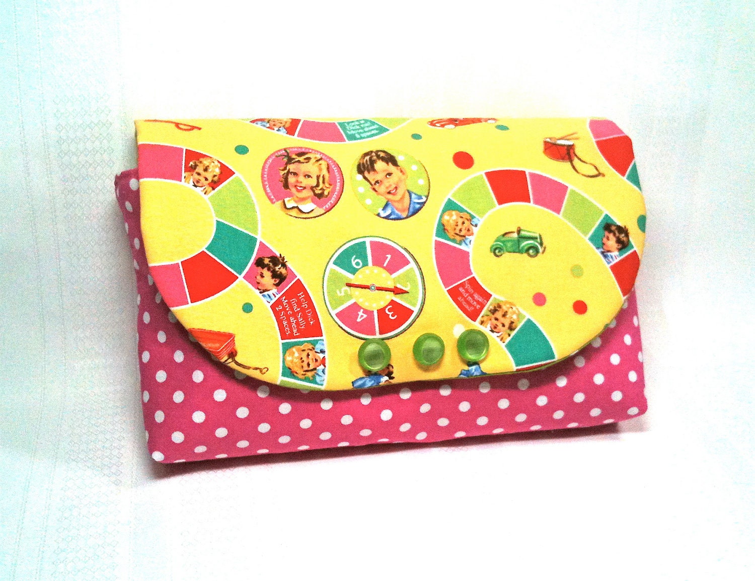 SALE Clutch for Diapers in Board Game Print