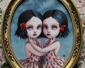 The Twins - Fine Art Print in Vintage Frame