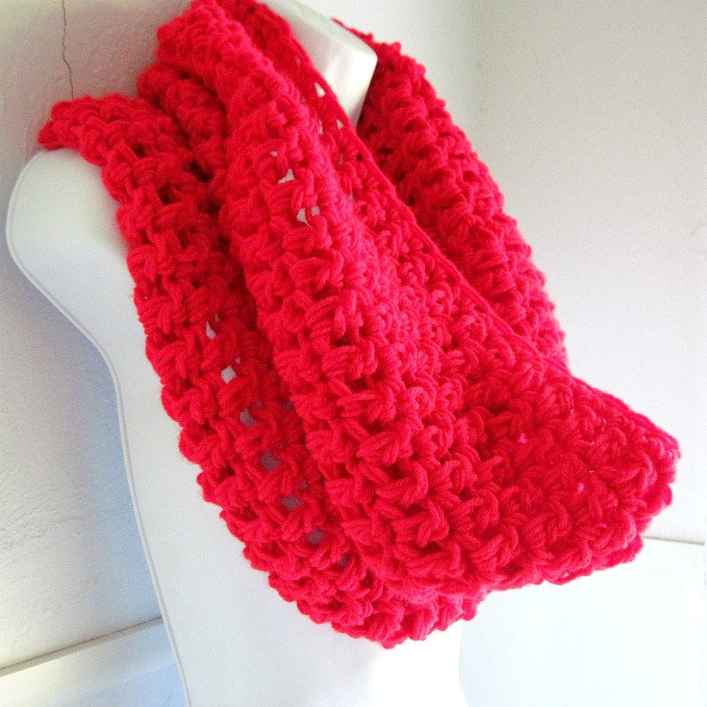 Red Infinity Scarf Cowl-  Extra Large Chunky Infinity Scarf "BOGO"  "Buy one get one 50% off lowest price"