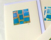 Card fabric collage squares handdyed cotton quilted