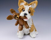Portuguese Podengo Pequeno Ornament Playing With A Toy Rabbit