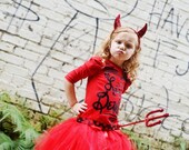 Lil' Devil Tutu Set Up to Child Size 5 - includes devil horn headband and pitchfork