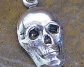 12 Antique silver Skull Brass Charm 1300