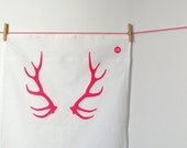 Oh Deer neon pink / Organic cotton tea towel / Screen printed