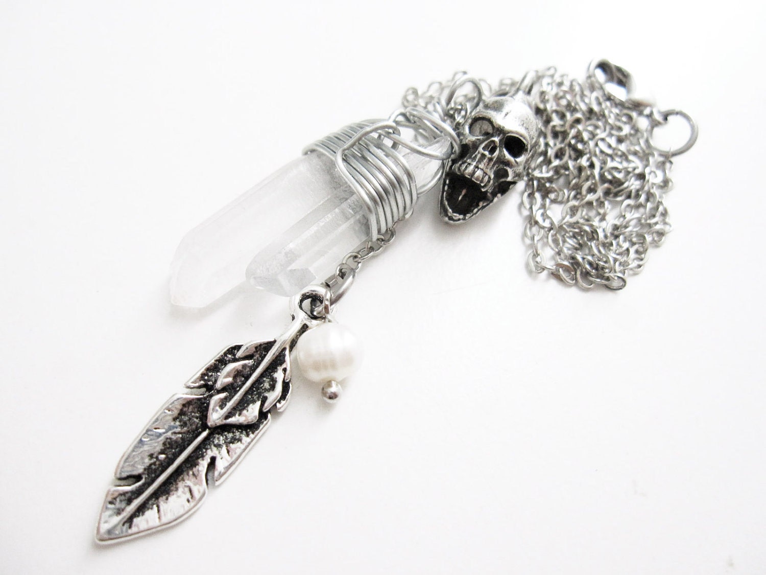 Raw quartz Medicine Necklace