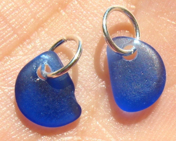 Dainty Pair of Drilled Cobalt Blue DIY Earrings with Sterling Silver Jump Rings