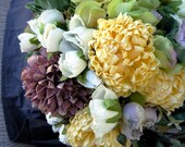 Butter Yellow Chrysanthemums Lilac Cabbage Garden Roses Lush Bridal Bouquet - ExpressionsFloral