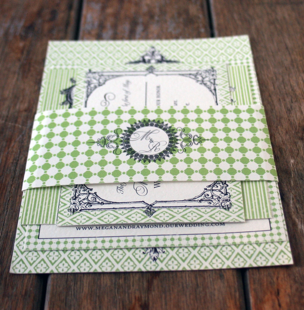 Modern Vintage Wedding Invitation: French Baroque Suite Custom-2