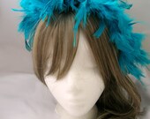 Summer Bird - Peacock Green Blue feather headband, headdress, feather fascinator