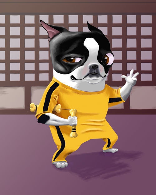 Boston terrier Kung fu dog art brian rubenacker