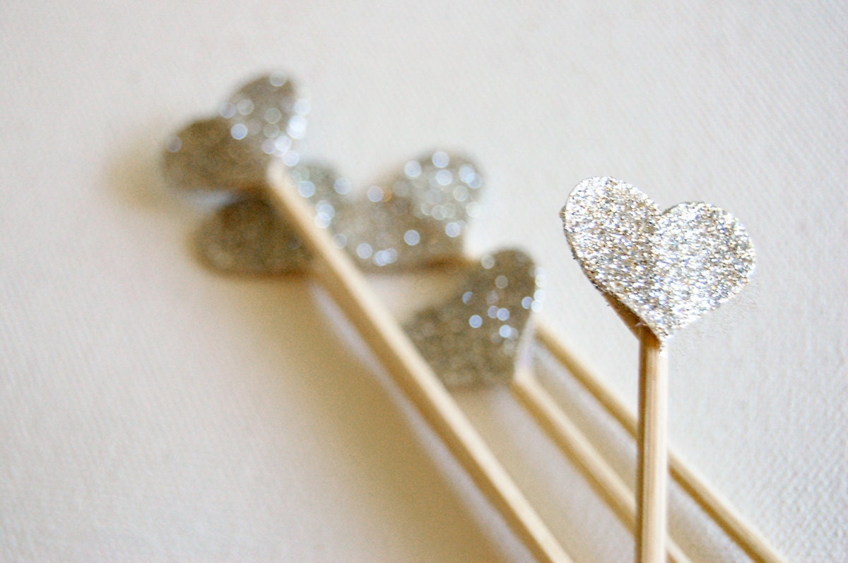 Glitter Heart Cake Picks by Modern Crush