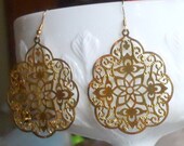 Gold Filigree Earrings--Large