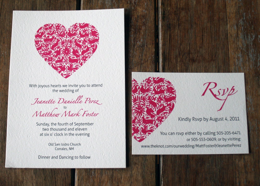 Modern Wedding Invitation : Folk Art Wedding Invitations Custom- Mexico