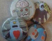 robot buttons, one inch pin set