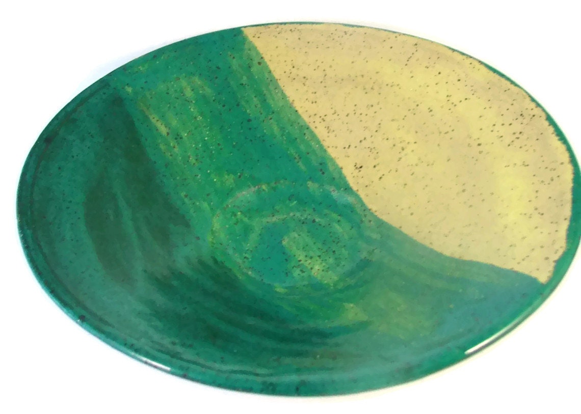 Ceramic Bowl - Shades of Green / Handmade Pottery Wheel Thrown Stoneware Clay
