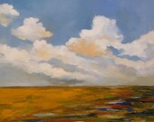 STREAMING, oil painting, 100% charity donation, original painting, 12x12 on stretched canvas, sky, clouds, field, desert, canvas
