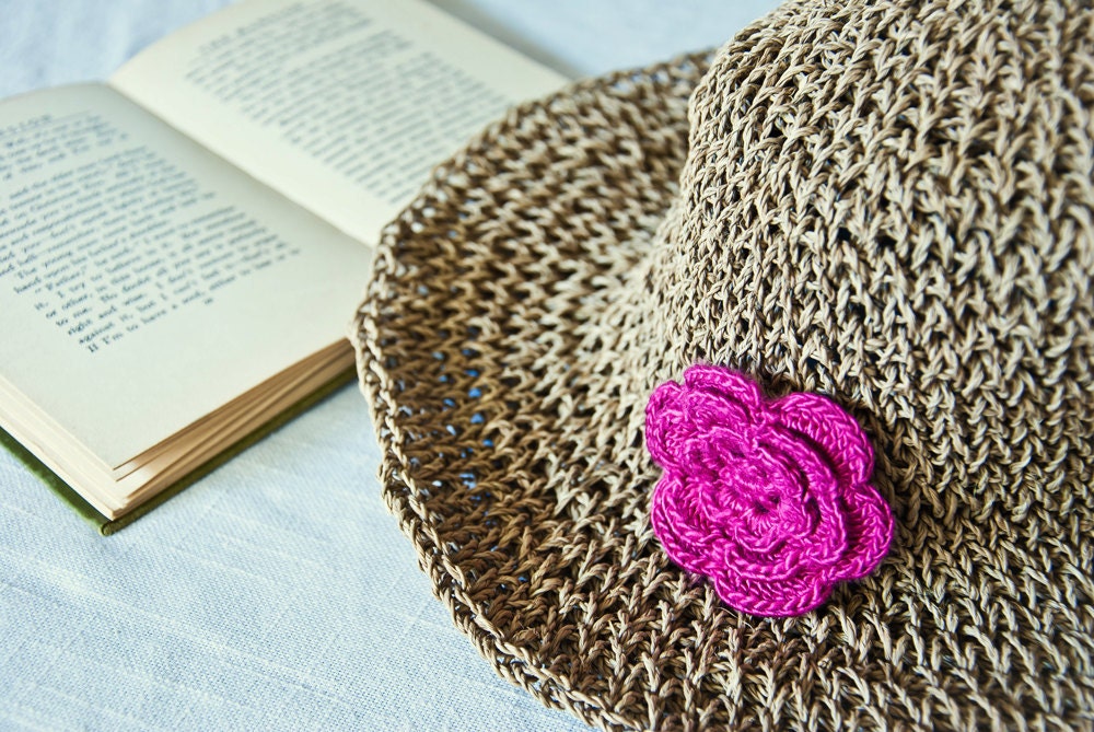 Fuchsia Silk Rose Brooch Small