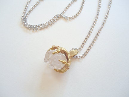 mini tibetan quartz gem claw necklace