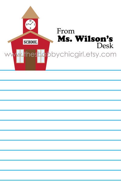 Teacher's Customized Stationary (Set of 3) - For 3 Different Teacher Names (Printable)