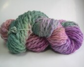 Hand dyed Merino Yarn bulky chunky pink, lilac and green