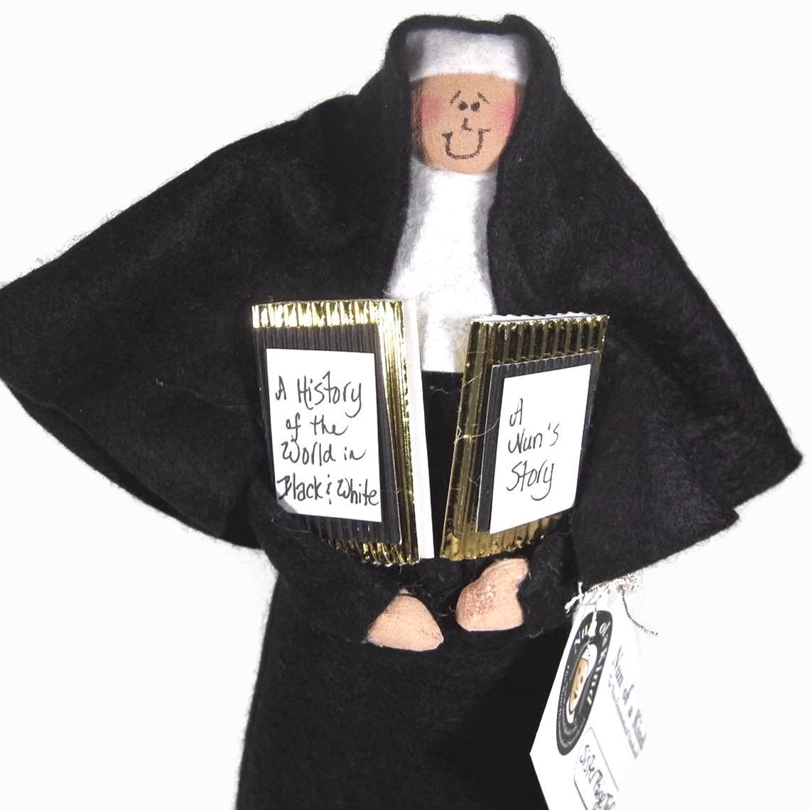 Catholic Gift Nun doll handmade cloth doll "Sister Paige Turner", the Sister who loves to read